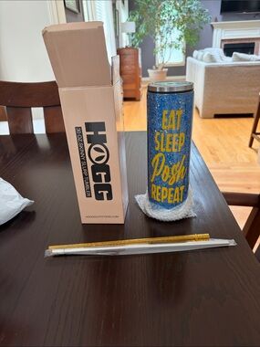 HOGG Blue Skinny Tumbler — 'Eat Sleep Posh Repeat'
